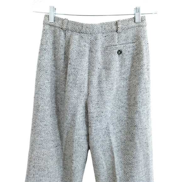 MaxMara Weekend Virgin Wool Gray Herringbone Tweed Pants Size 4 - Picture 4 of 6